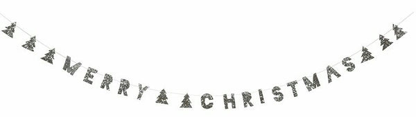 Silver Glitter Merry Christmas Garland