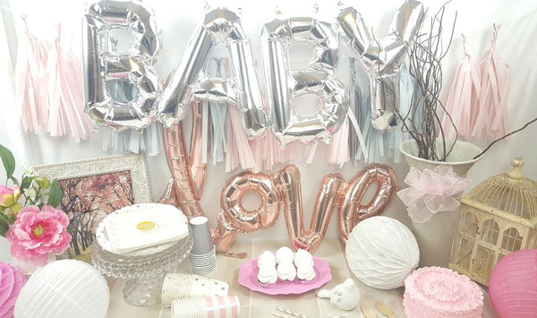 Pink and Silver Baby Shower Decorations