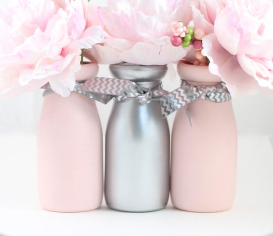 Pink and Silver Baby Shower Centerpiece