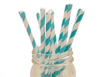 Turquoise Striped Paper Straws -Pixie Dust Party Spot – Posh and Grace