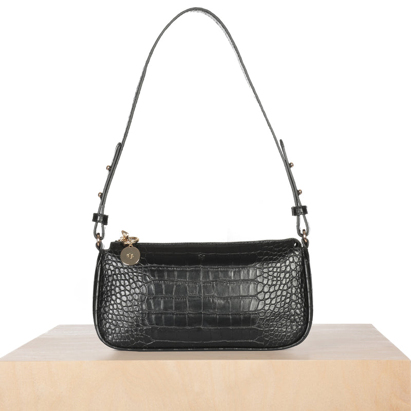 Baguette – Black Croc Effect – ela Handbags