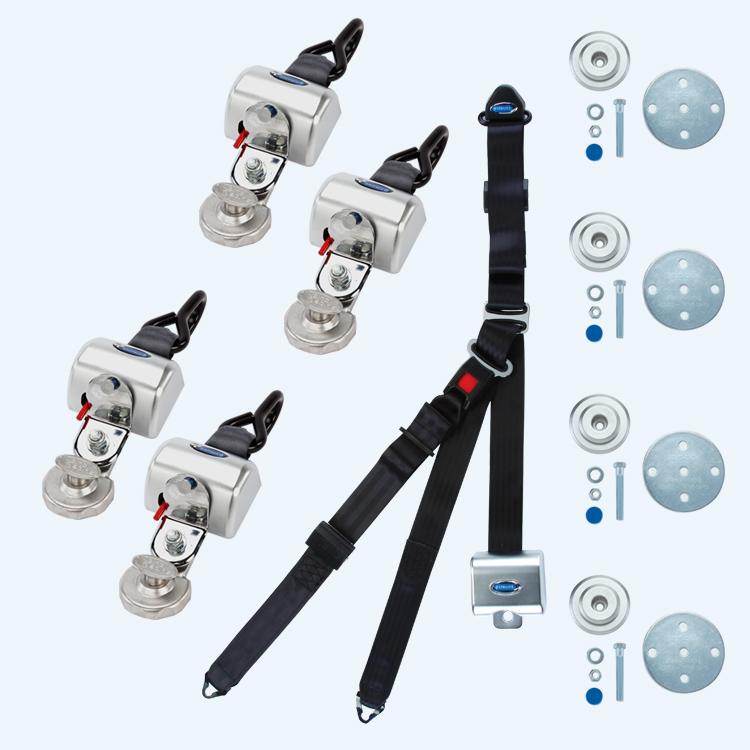 Q'Straint 4 QRT Max Retractors with Slide 'N Click fittings and Retractable Lap & Shoulder Belt Combo | Q-8300-A1-SC
