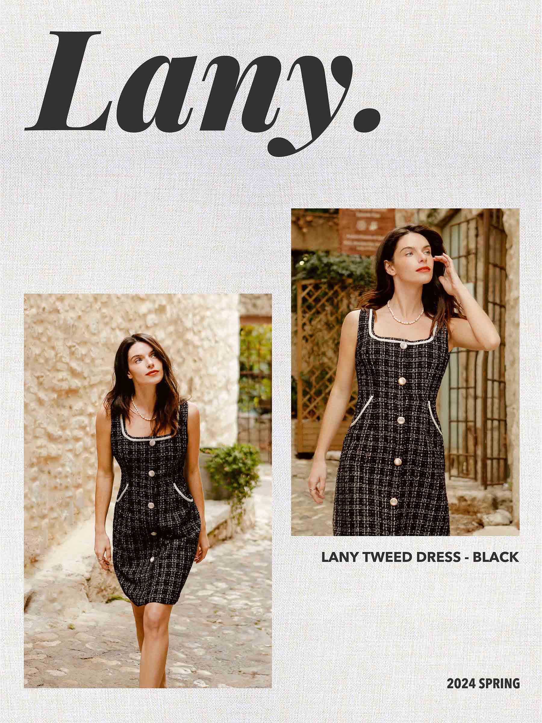 Petite Studio's Lany Tweed Dress - Black Spring '24