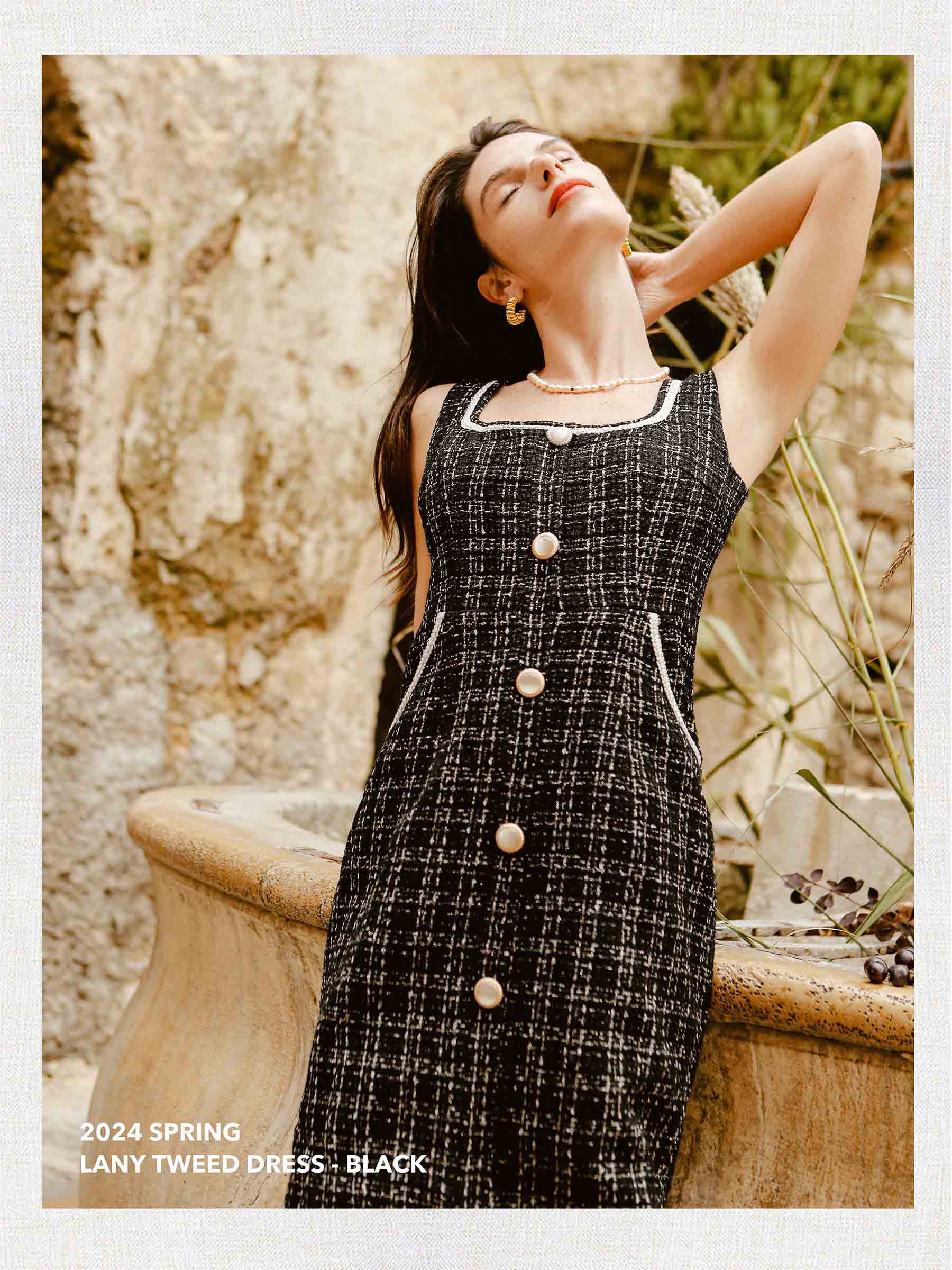 Petite Studio's Lany Tweed Dress - Black Spring '24