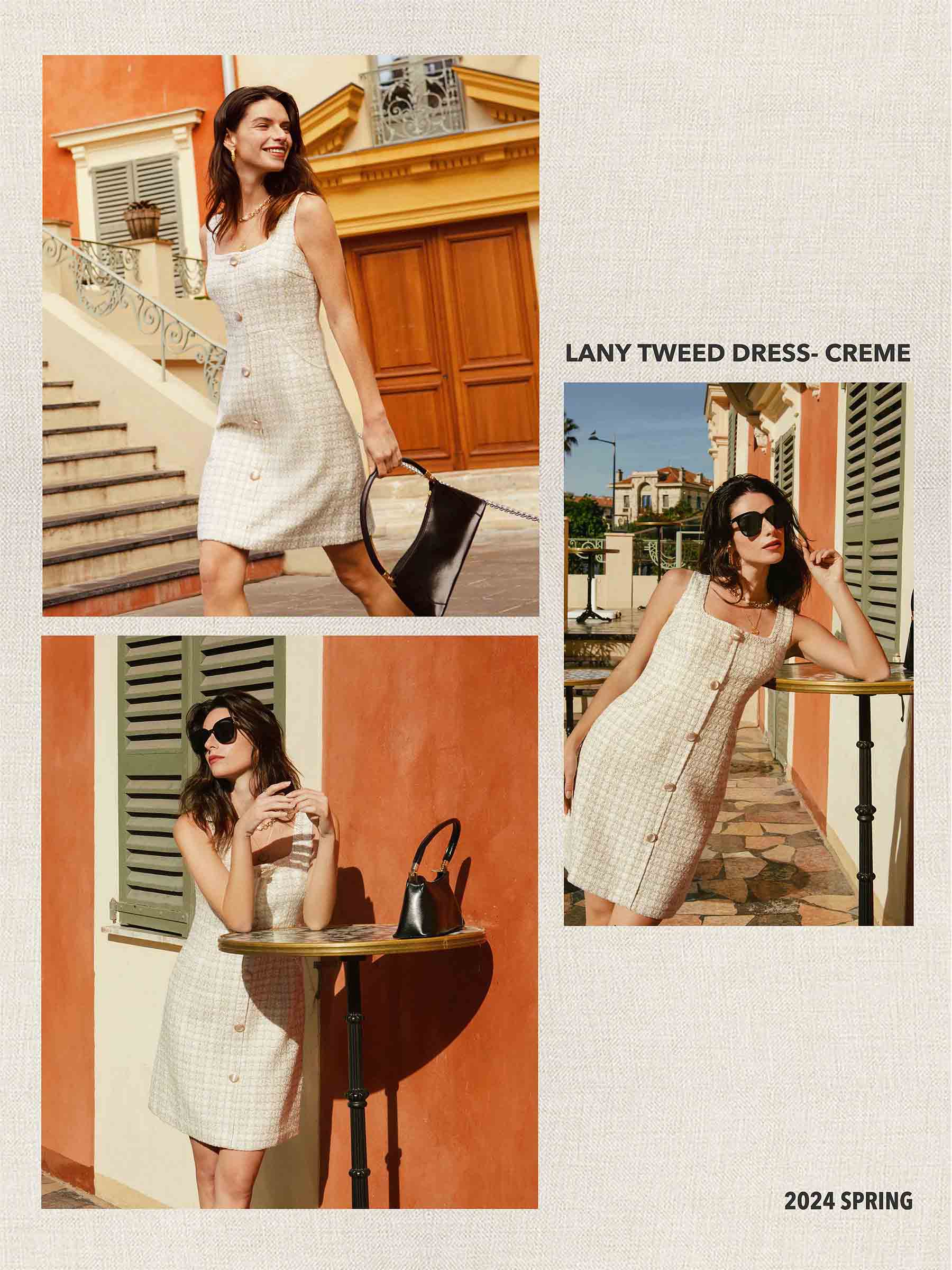 Petite Studio's Lany Tweed Dress - Cream Spring '24