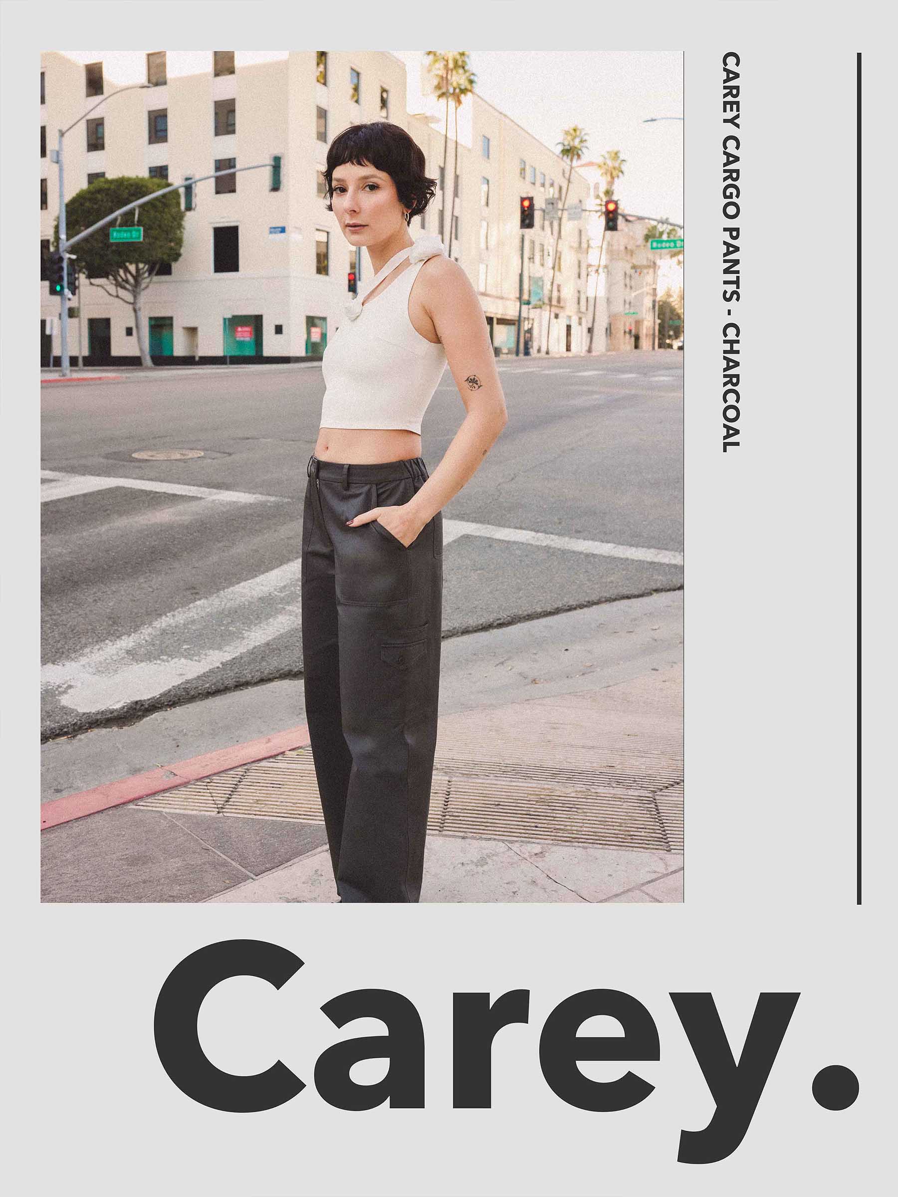 Petite Studio Spring '24 Collection - Carey Cargo Pants in Charcoal