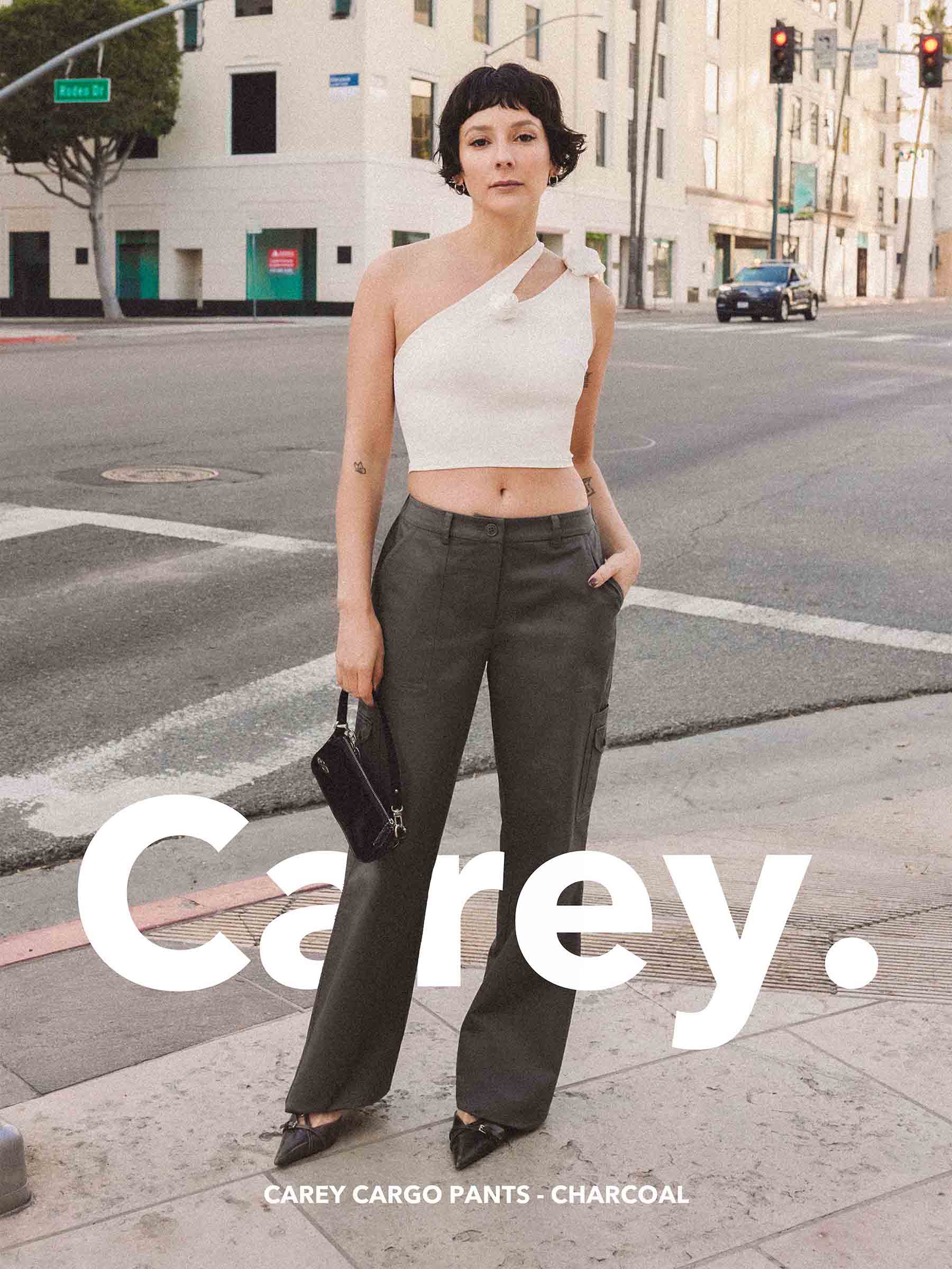 Petite Studio Spring '24 Collection - Carey Cargo Pants in Charcoal