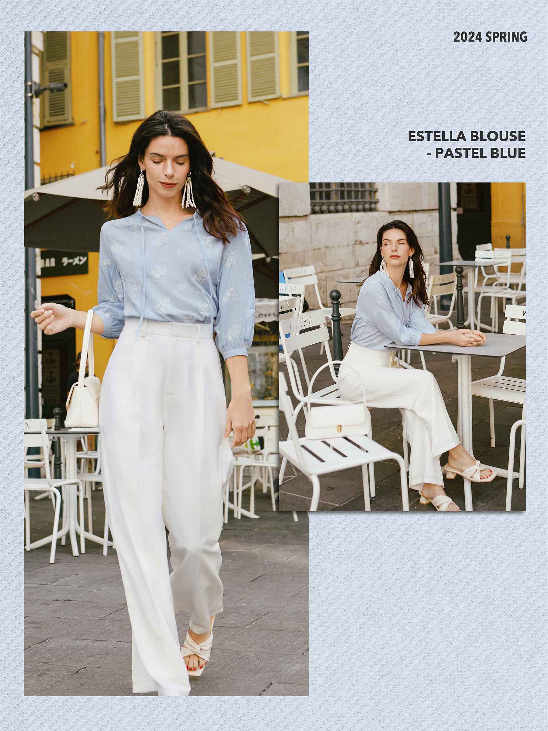 Petite Studio's Estella Blouse - Pastel Blue Spring '24