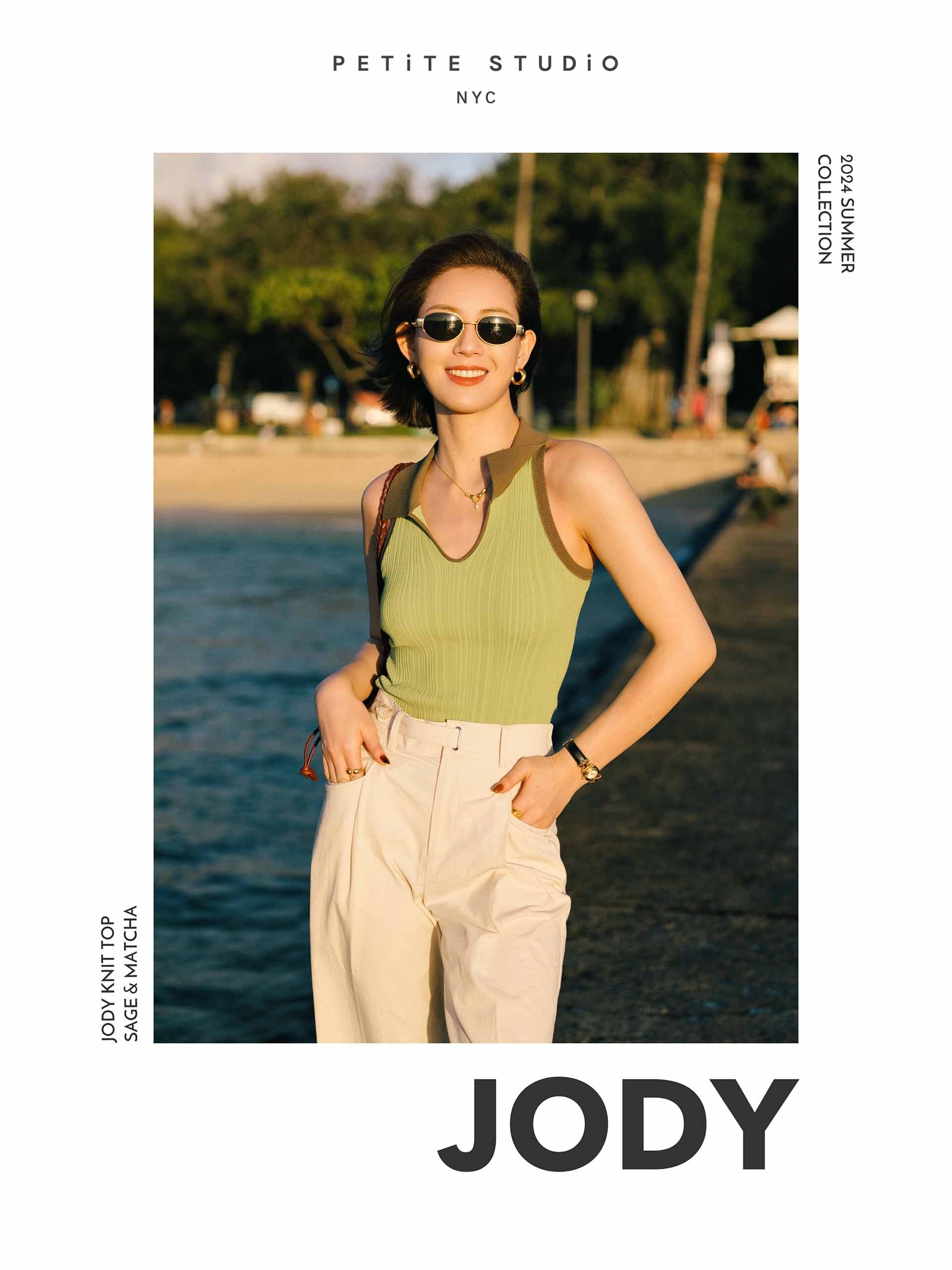 Petite Studio NYC | Suggyl x Petite Studio Summer '24 Collection - Suggyl Series. Jody Knit Top in Sage and Matcha