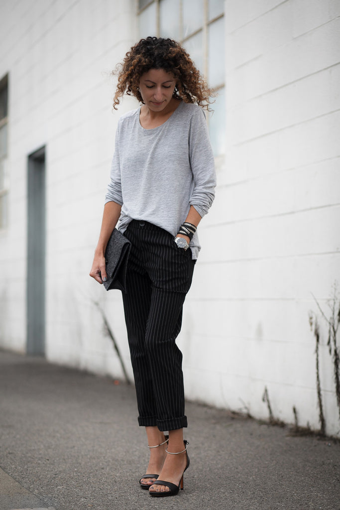 Alterations Needed - Petite Studio Pinstripe Pants 