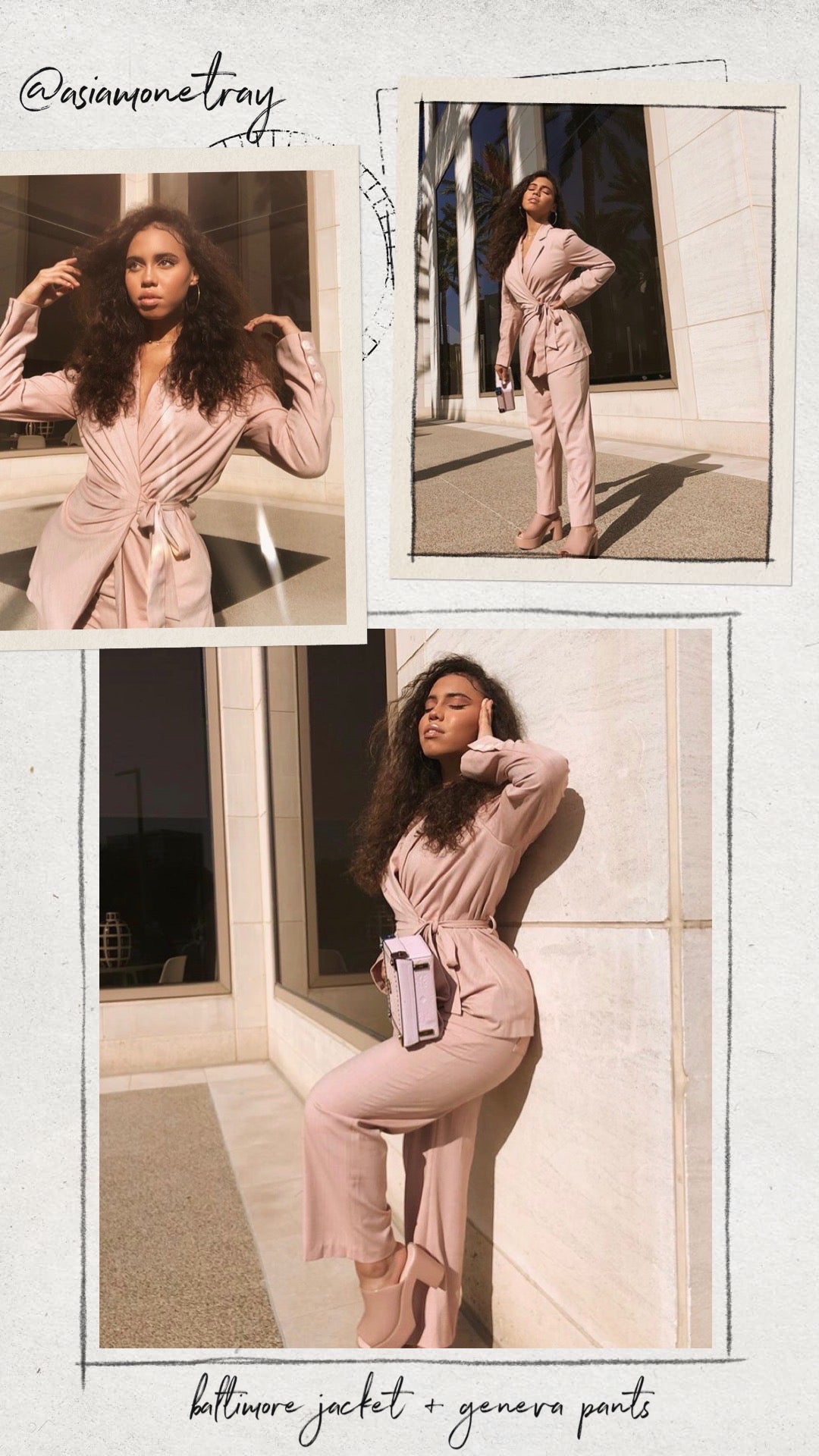 @asiamonetray in the Baltimore Jacket Dusty Rose and Geneva Pants - Petite Studio NYC