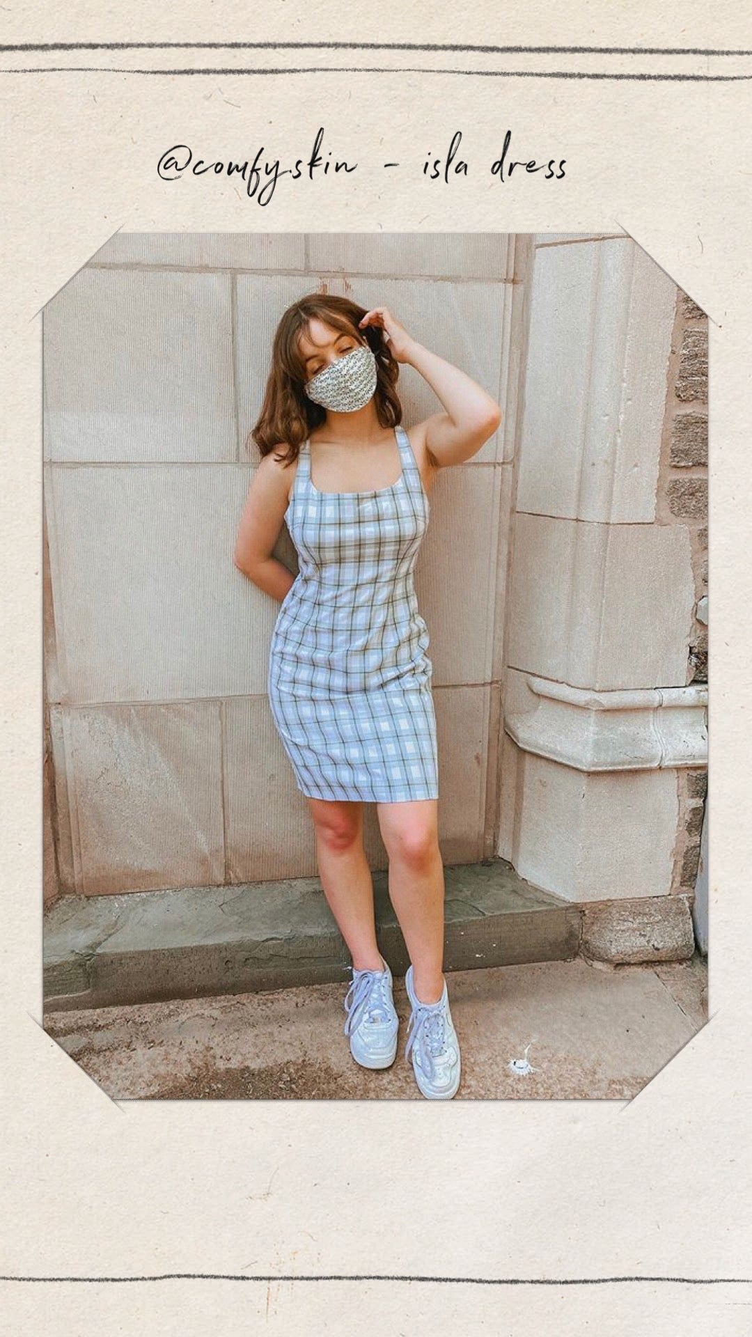 @comfy.skin in the Isla Dress in Mint Gingham - Petite Studio NYC