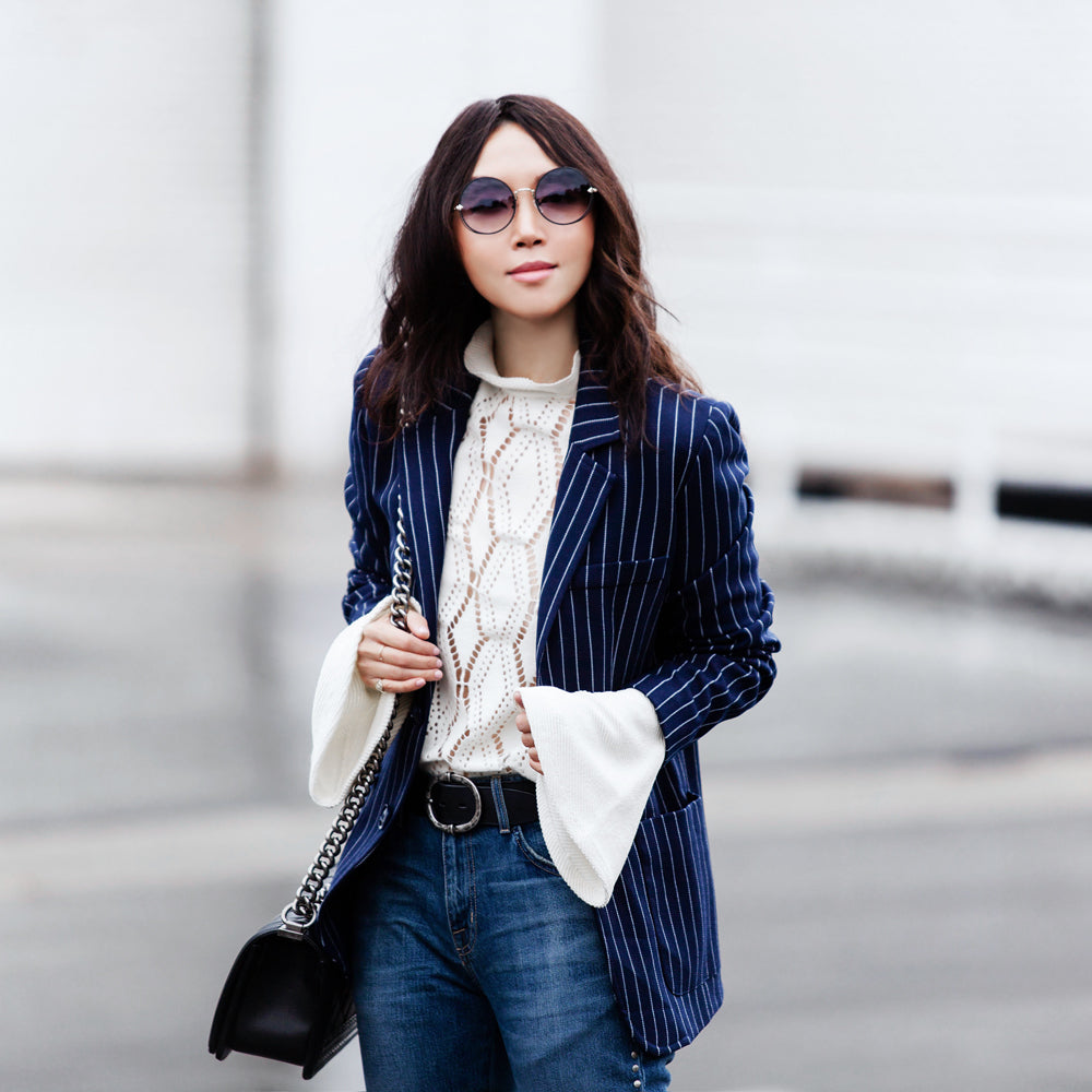 Petite studio GRAMERCY STRIPED BLAZER 