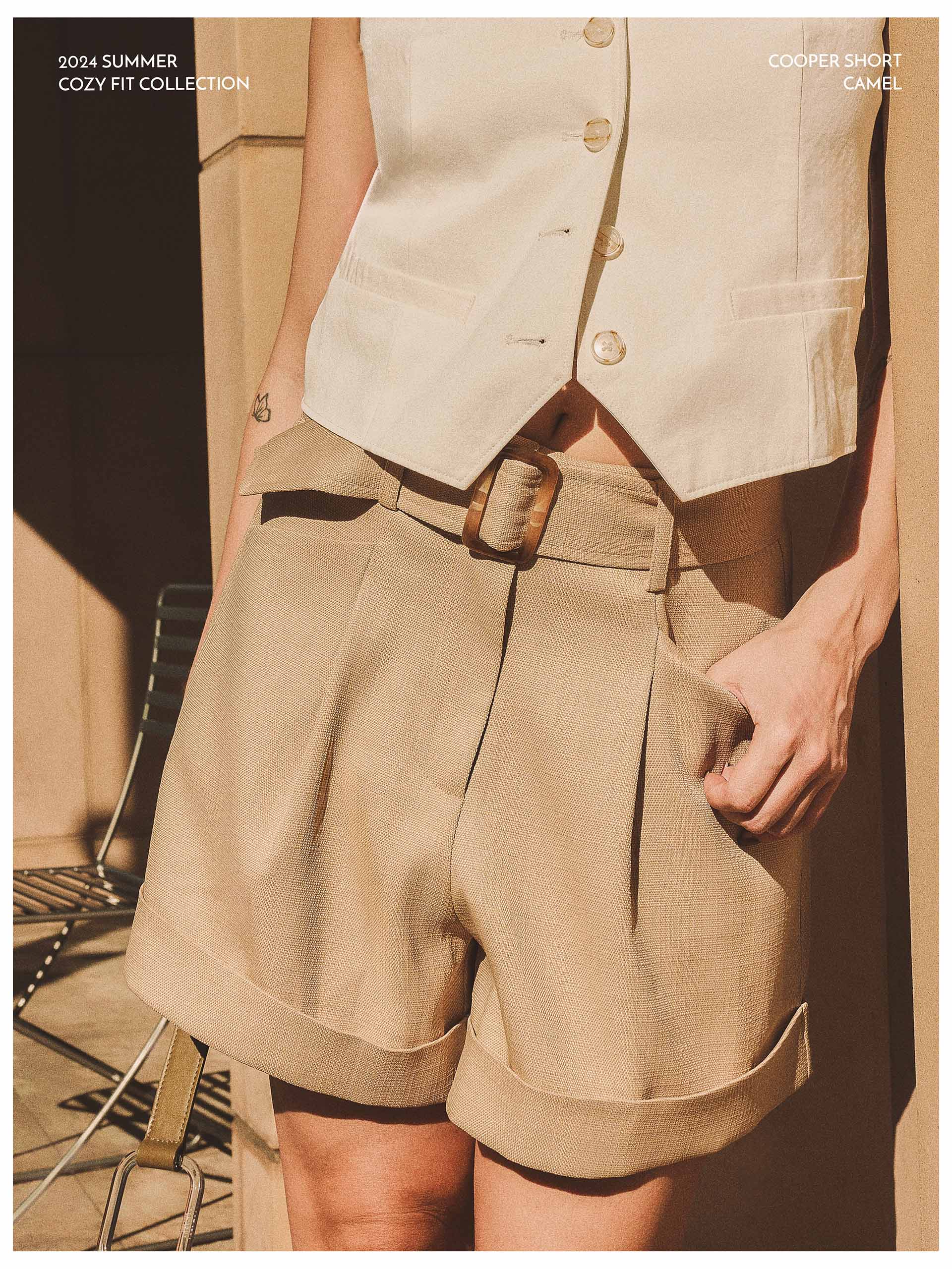 Petite Studio Summer '24 Cozy Fit Collection - Cooper Shorts in Camel