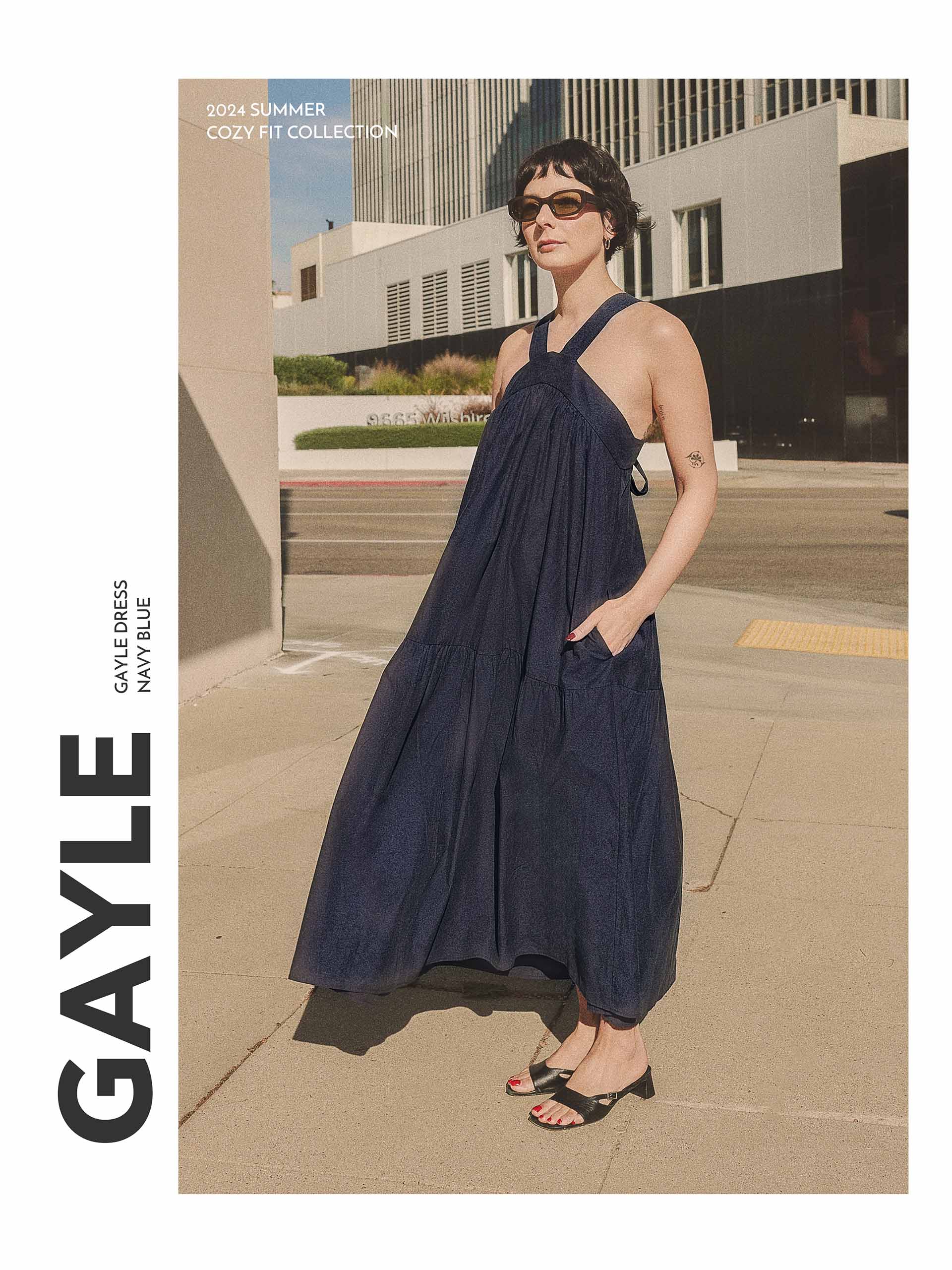 Petite Studio Summer '24 Cozy Fit Collection - Gayle Dress in Navy