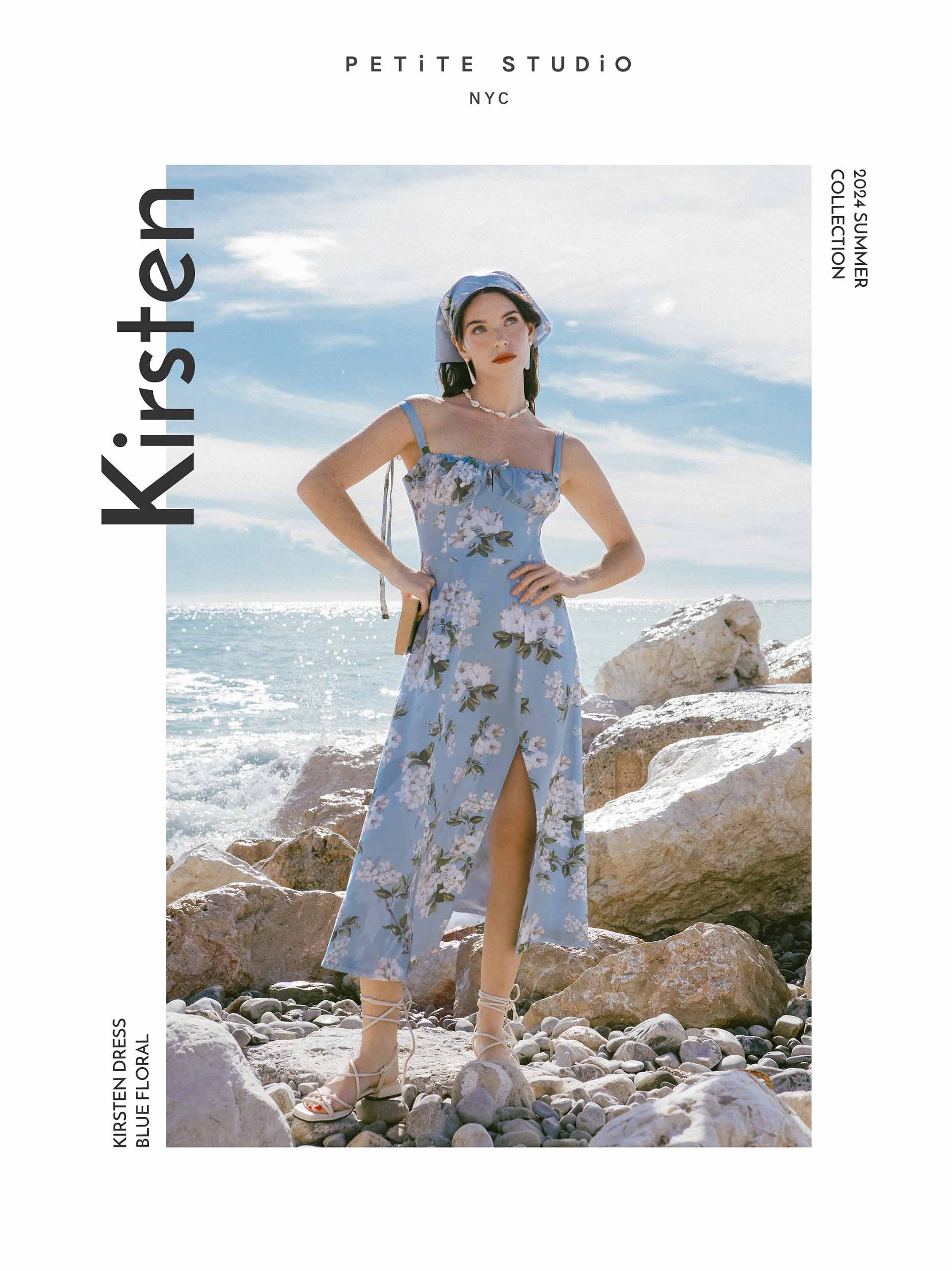 2024 Summer Collection - Petite Studio NYC - Kirsten Dress in Blue Floral