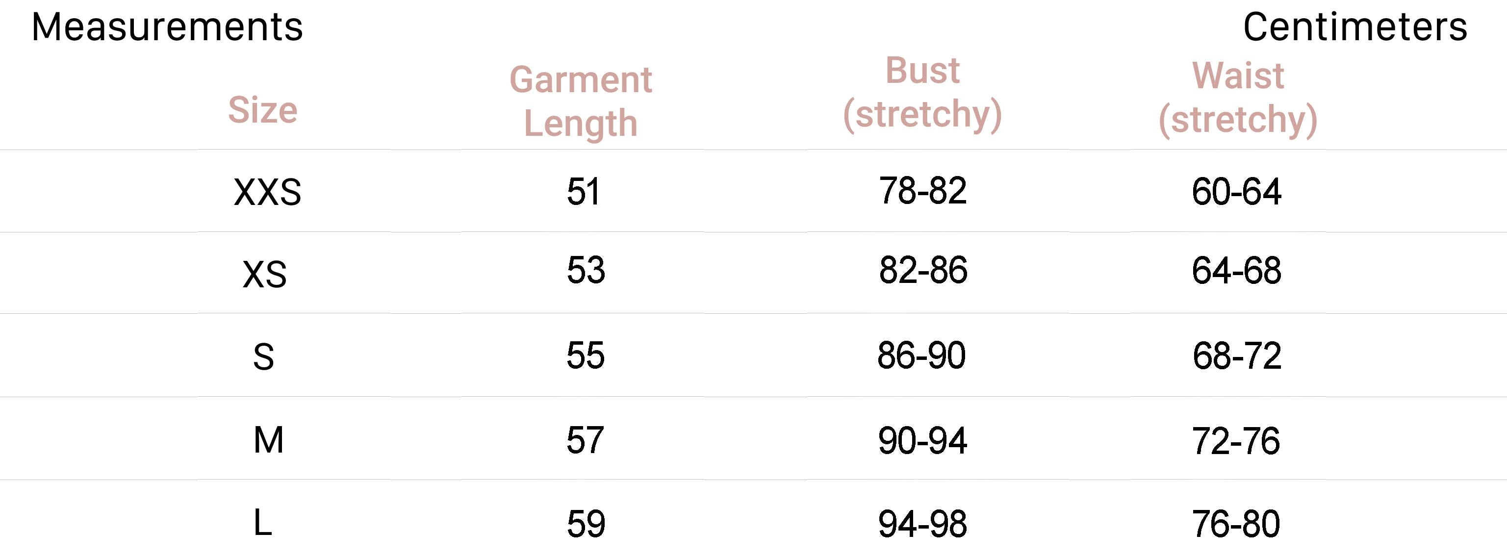 Measurements for the Lolita Knit top in Black