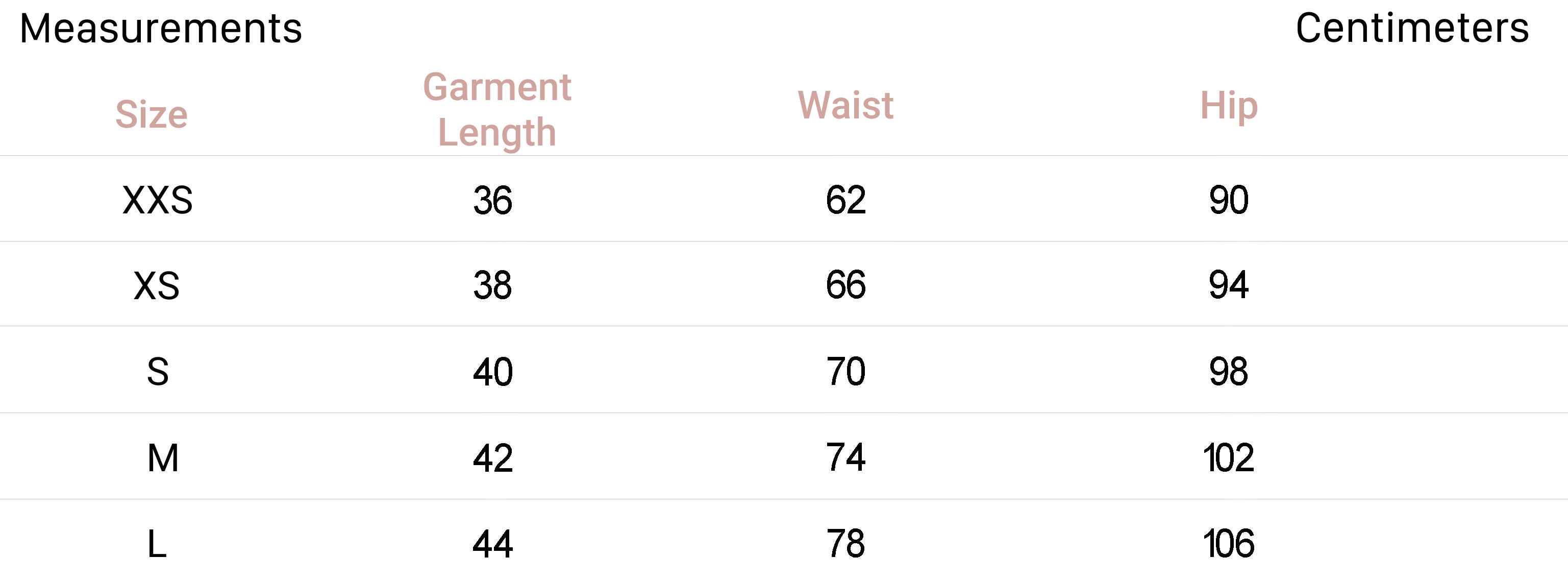 Measurements for Cooper Shorts in Camel