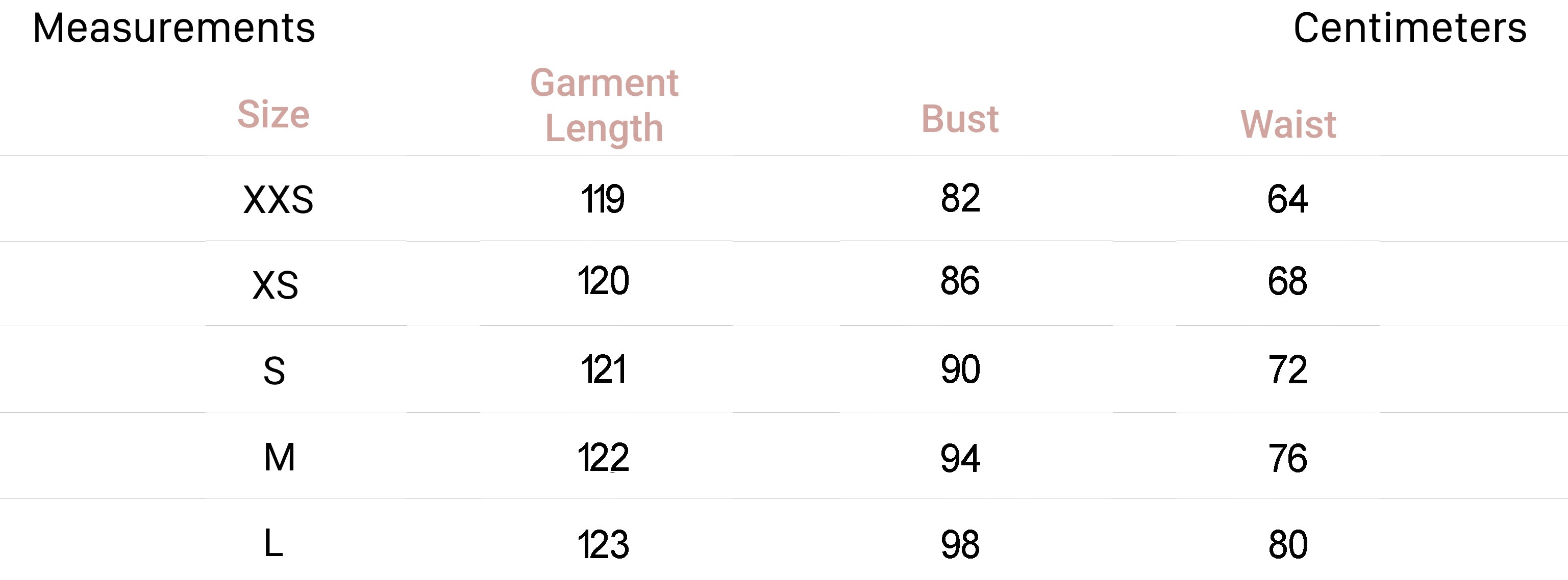 Measurements for Carly Dress in Green Lily