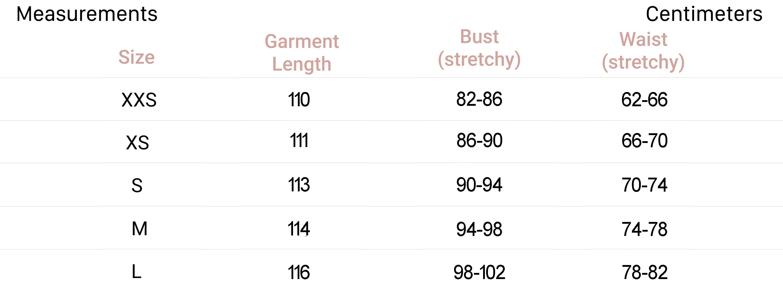 Measurements for Marion Dress in Black