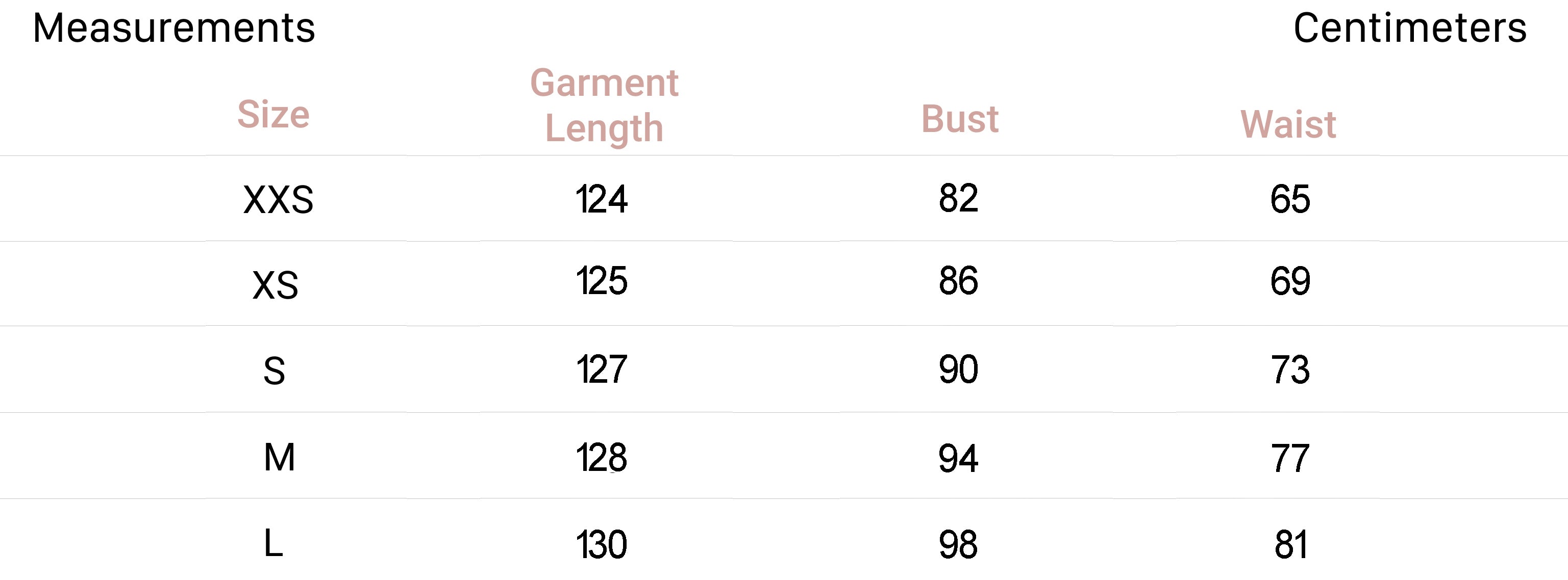 Measurements for Imogene Dress in Fern Print