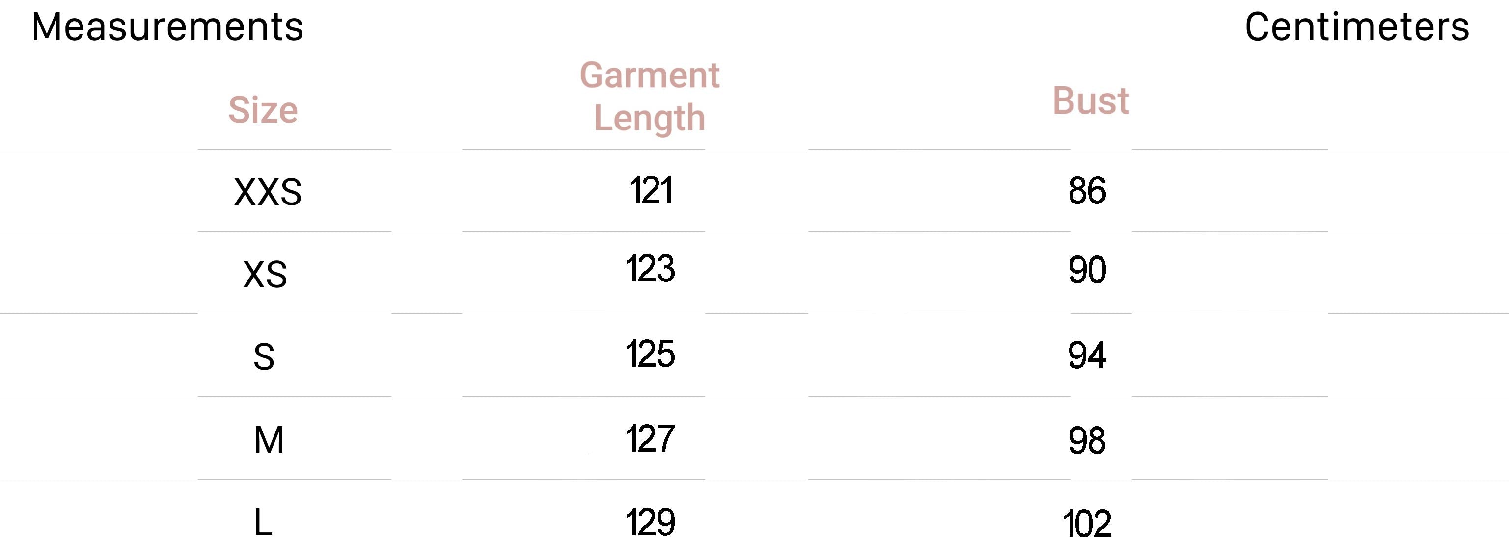 Measurements for Gayle Dress in Navy Blue