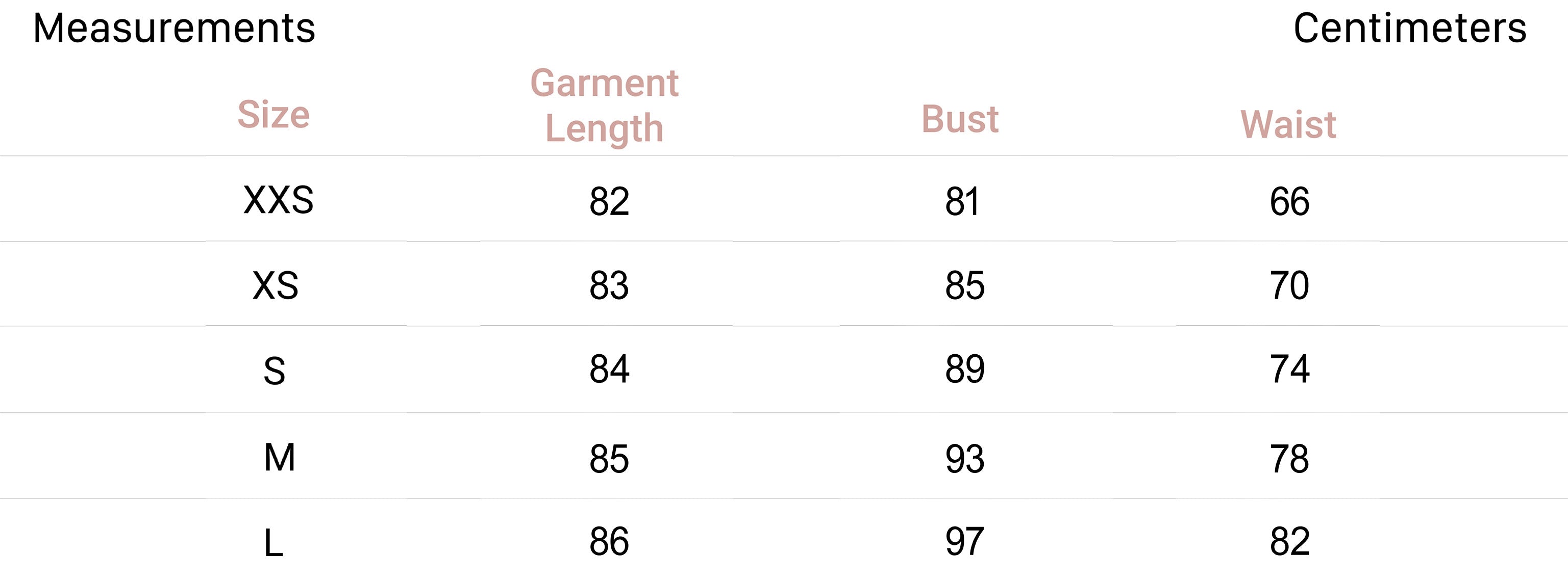 Measurements for Maisy Dress in Watercolor