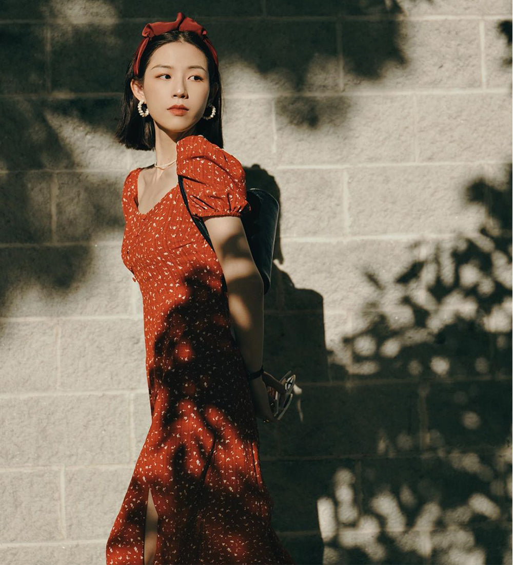 Suggy in Adelaide Dress - Red Print - Petite Studio NYC