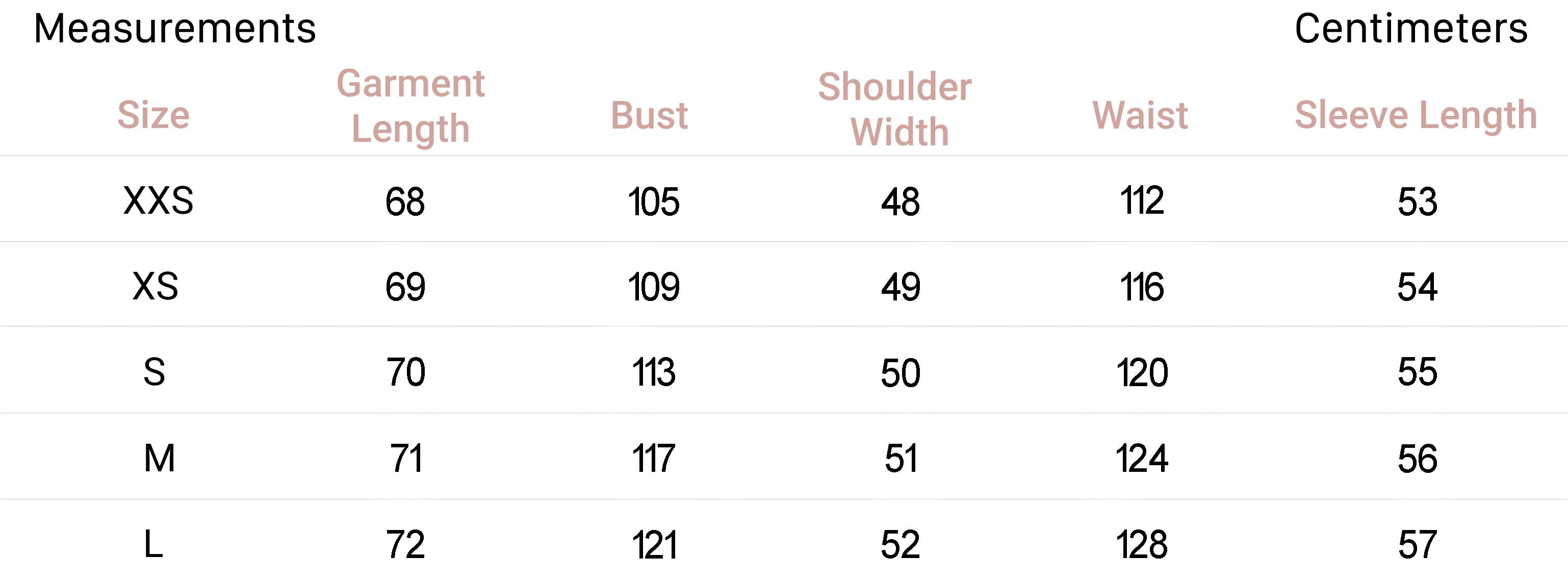 Measurements for Davina Blouse in Colorblock