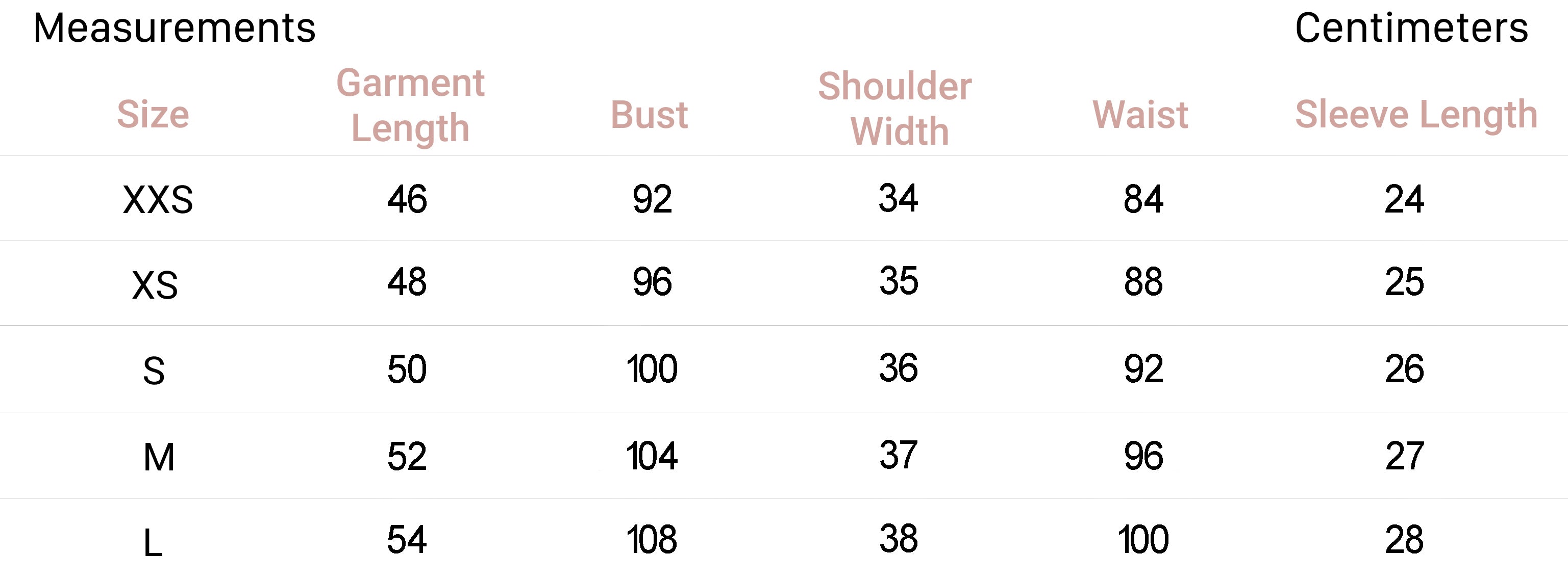 Measurements for the Earline Top in Ivory Lace