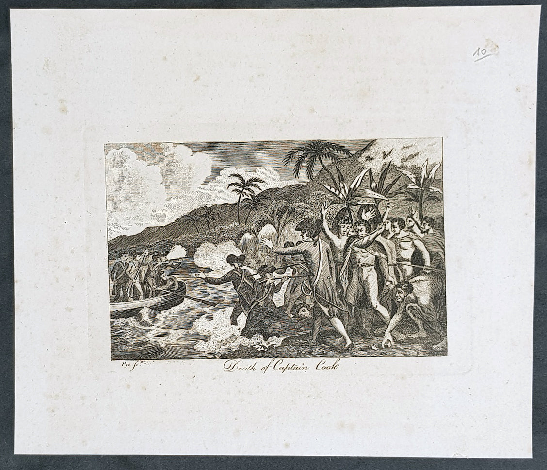 1799 Charles Pye Antique Print of The Death of Captain James Cook in H