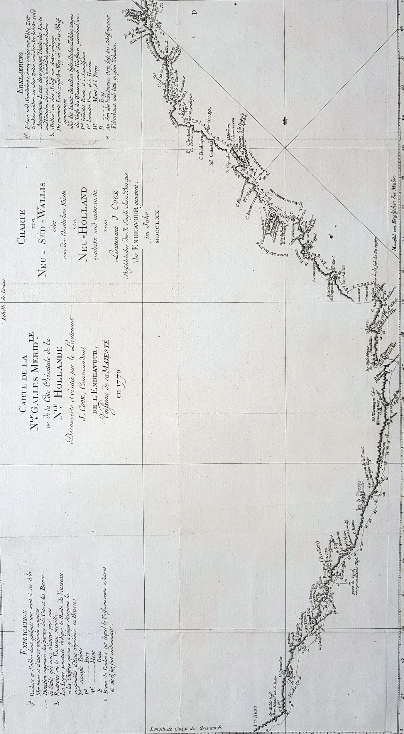 1774 Capt Cook Original Antique Map Of East Coast Survey Of Australia Classical Images