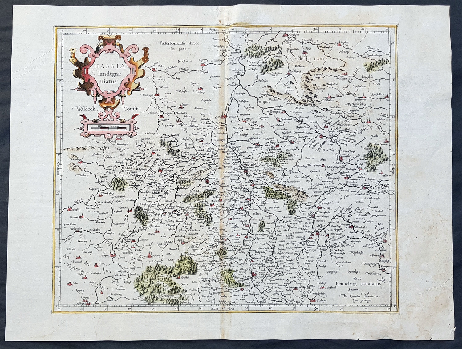 1589 Gerard Mercator Original 1st Ed. Antique Map of German State of H ...