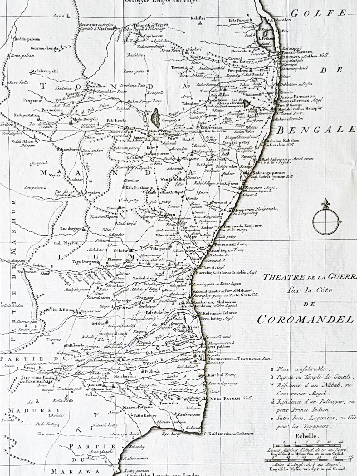 1755 Antoine Prevost Antique Map of Carnatic Wars on the Coromandel Co ...