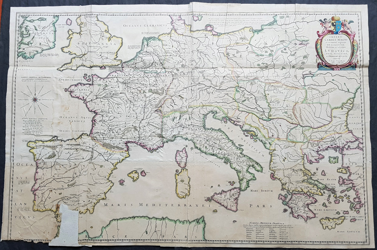 Map Of 8th Century Europe 1634 Joan Blaeu Large Rare Antique Map Of Europe Under Charlemagne I, –  Classical Images