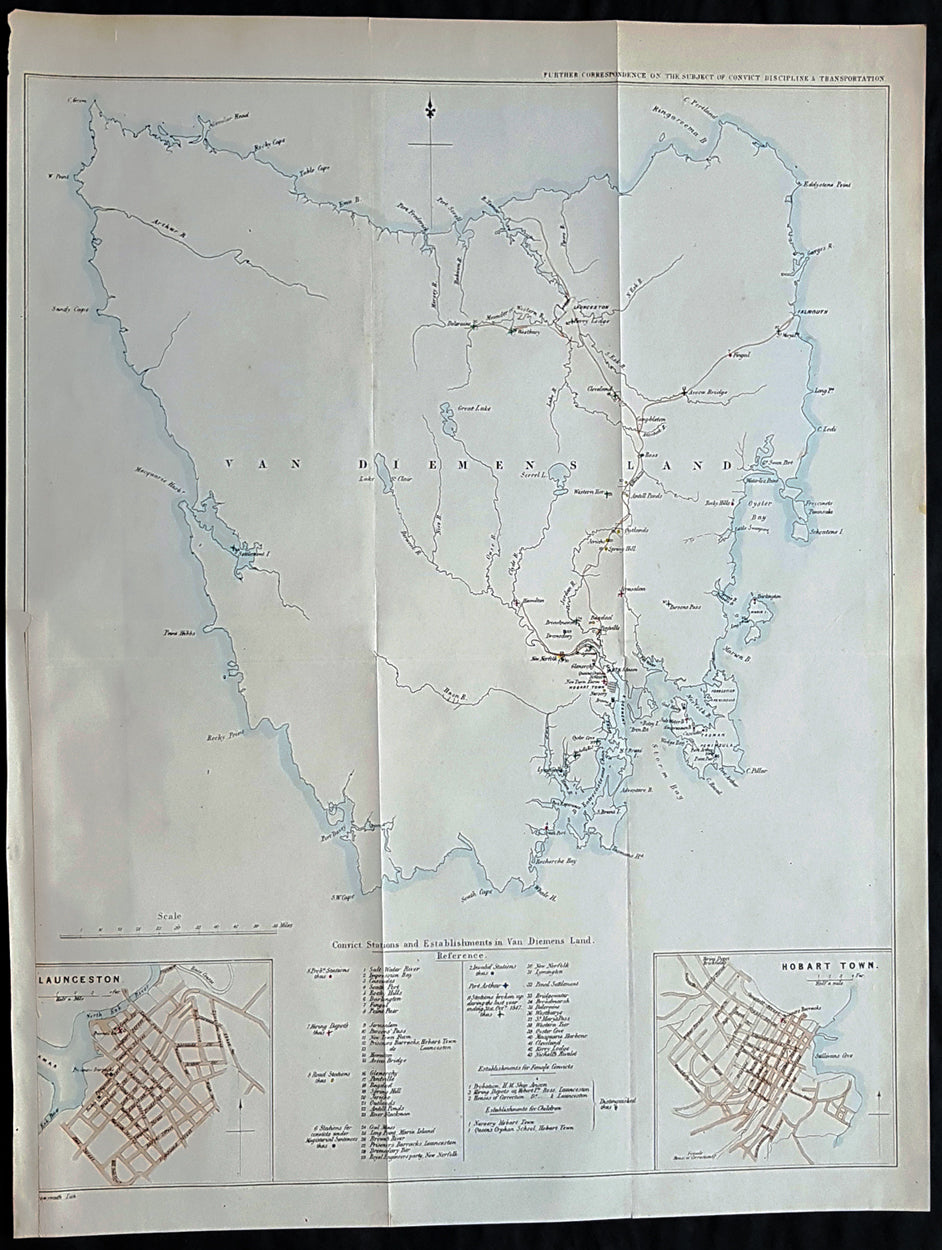 1) 1849 Arrowsmith Rare Antique Convict Map of Land, Tasmania – Images