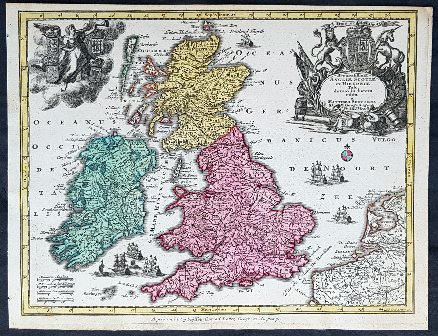 Map Of Scotland And Ireland 1744 Georg Mattaus Seutter Antique Map Of Great Britain & Ireland - Sc –  Classical Images