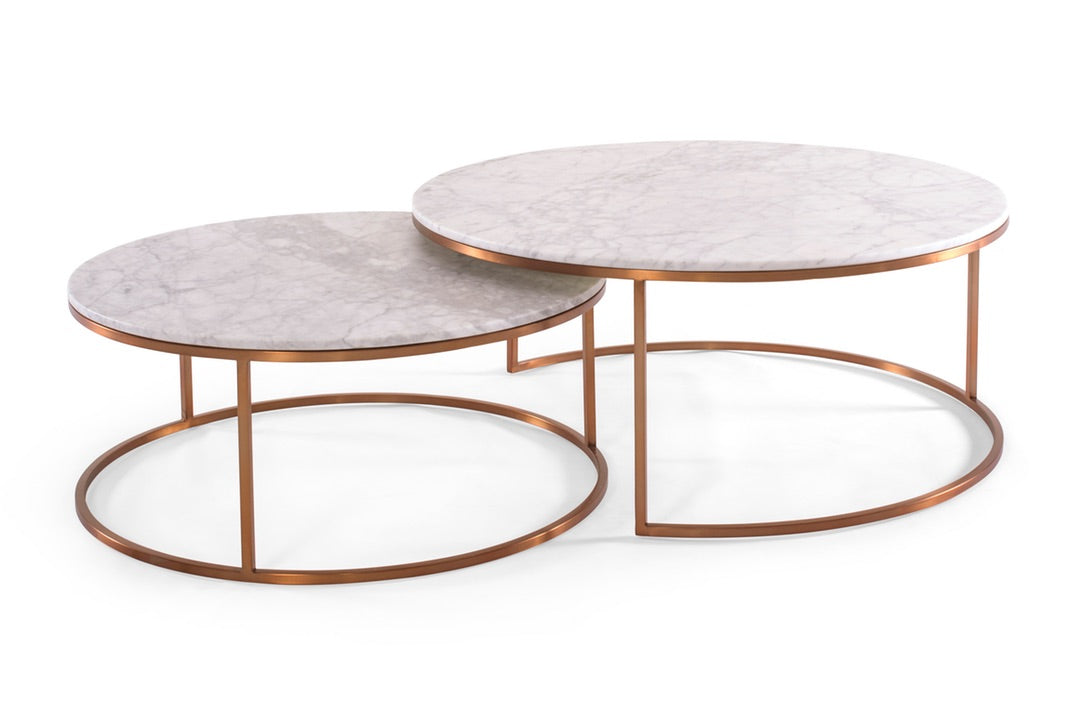 Elle Nest Coffee Tables in White Marble