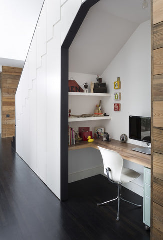 Desk under stairs