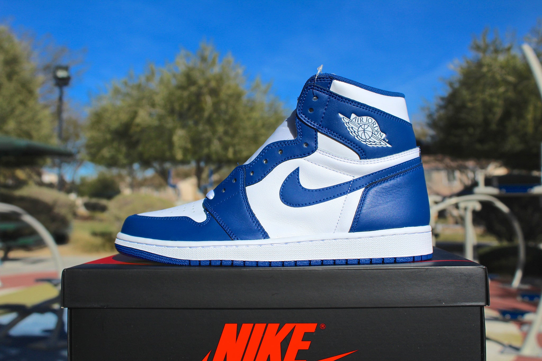 storm blue 1s on feet