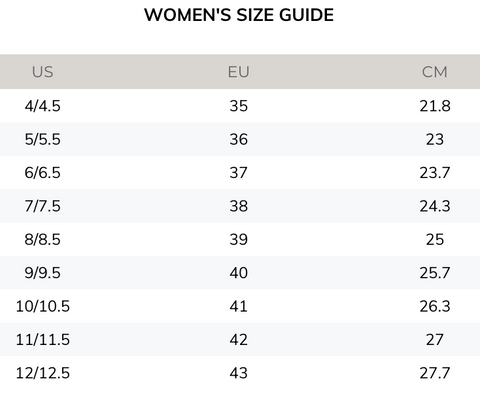 ecco womens size chart