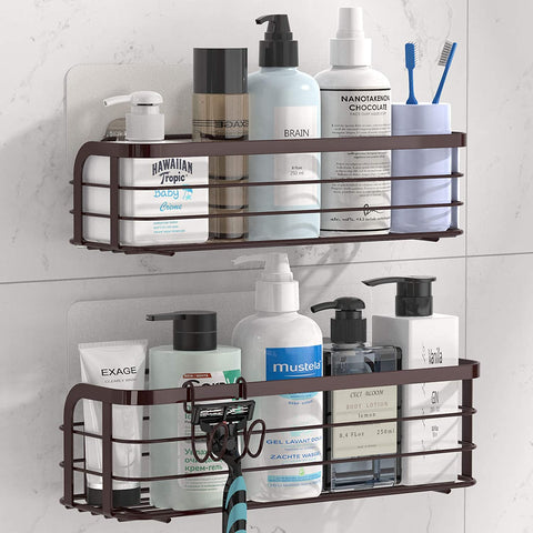 Suction Cup Shower Caddy Bath Wall Shelf, Deep Bathroom Basket Suction Cup  Large Shower Caddy in Silver