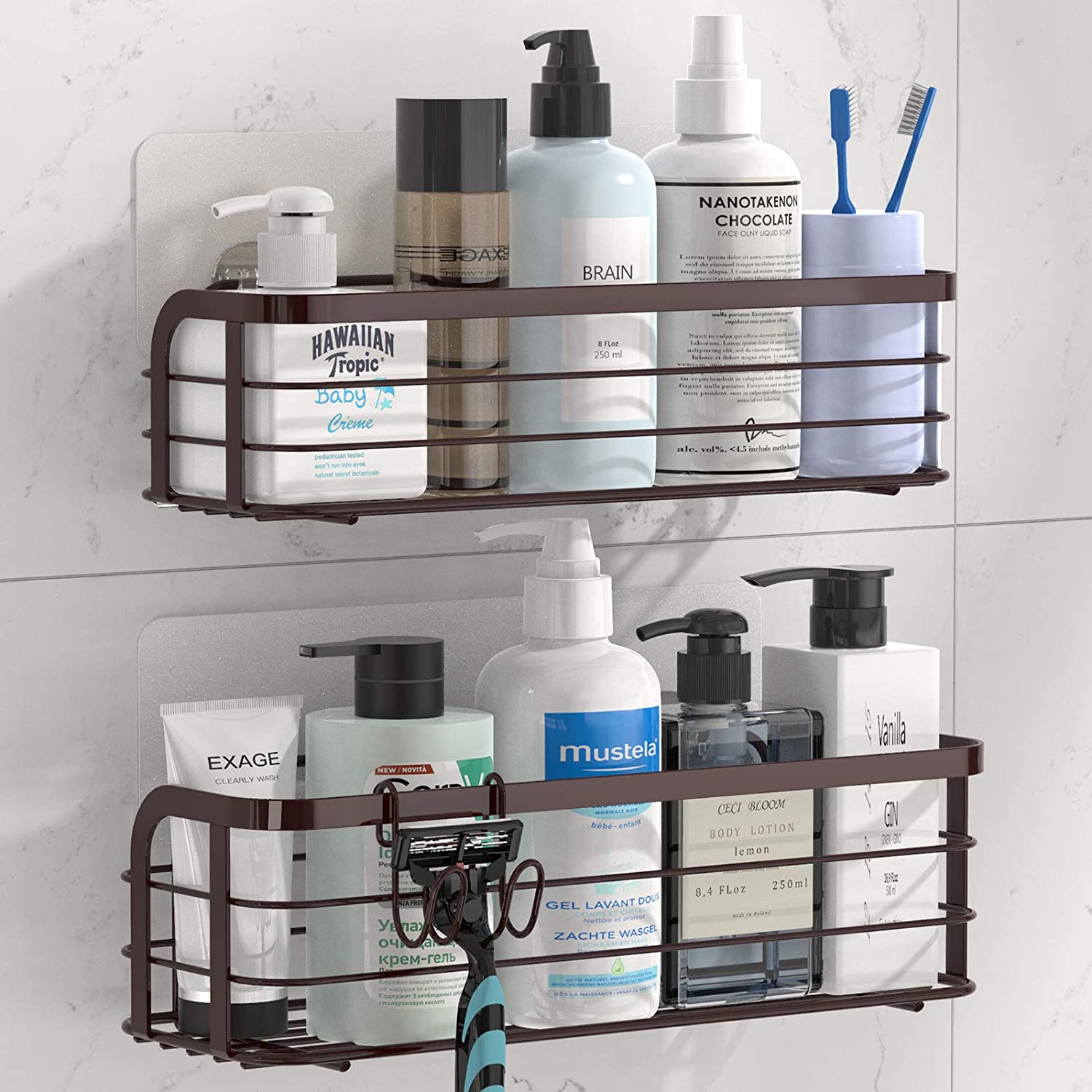 4 Pack Shower Caddy Corner with Hooks and Soap Holder Adhesive Corner Shower  Shelf for Inside
