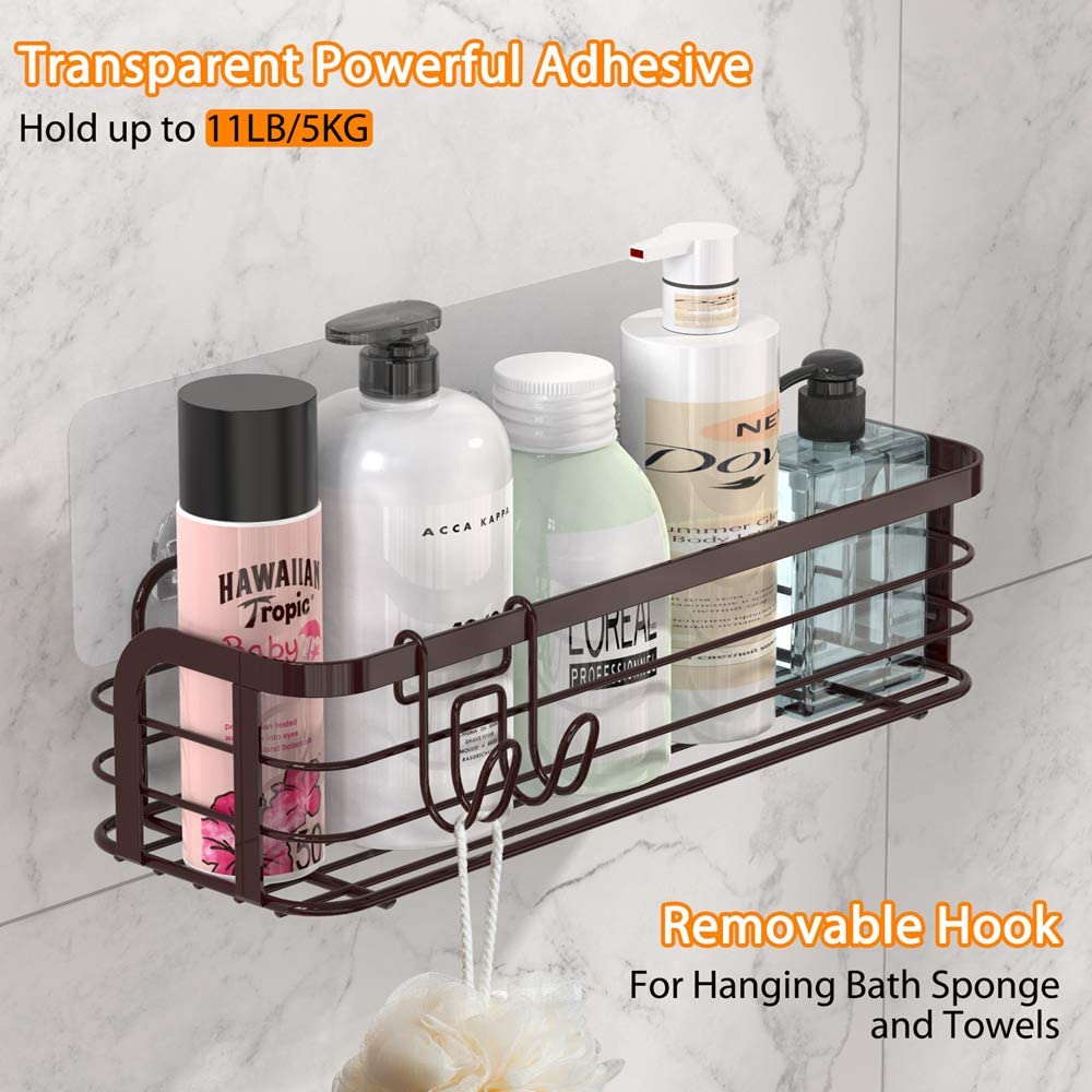 Adhesive Shower Caddy with Hook for Kitchen or Bathroom Organization- – All  About Tidy