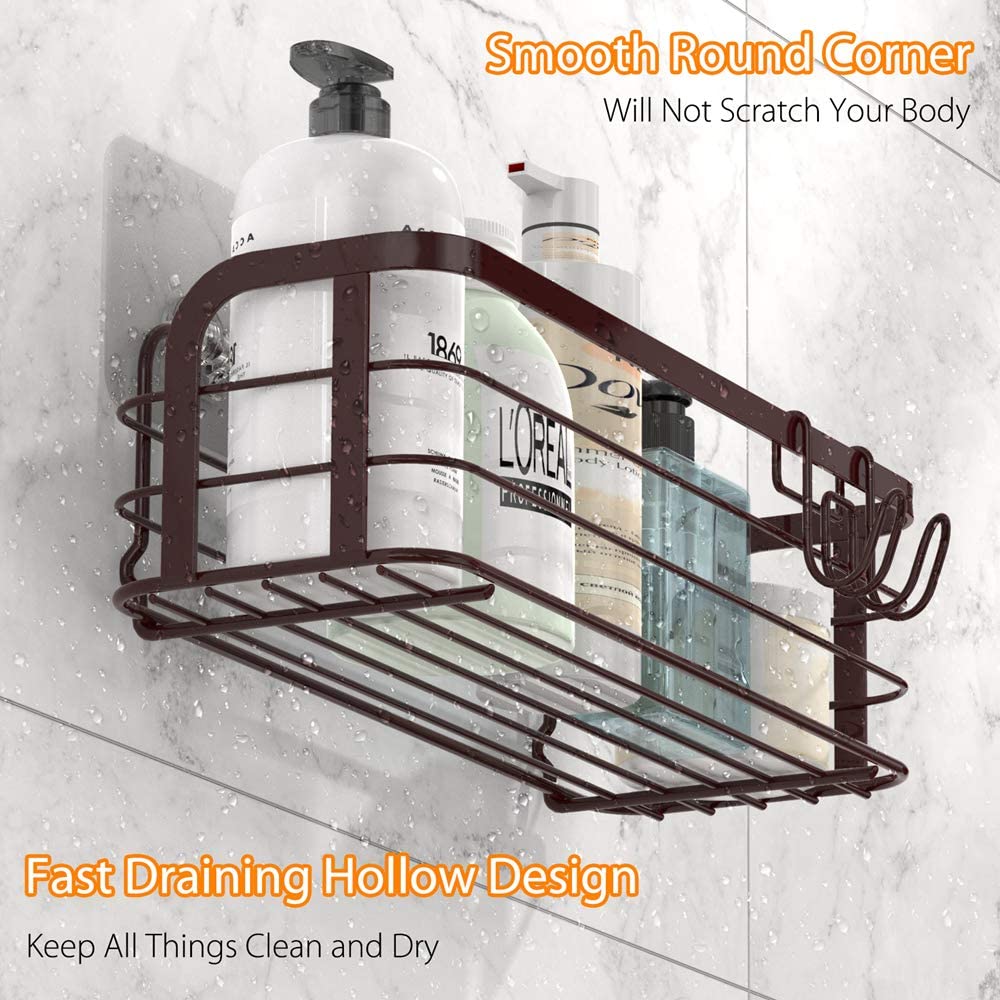 Adhesive Shower Caddy with Hook for Kitchen or Bathroom Organization- – All  About Tidy