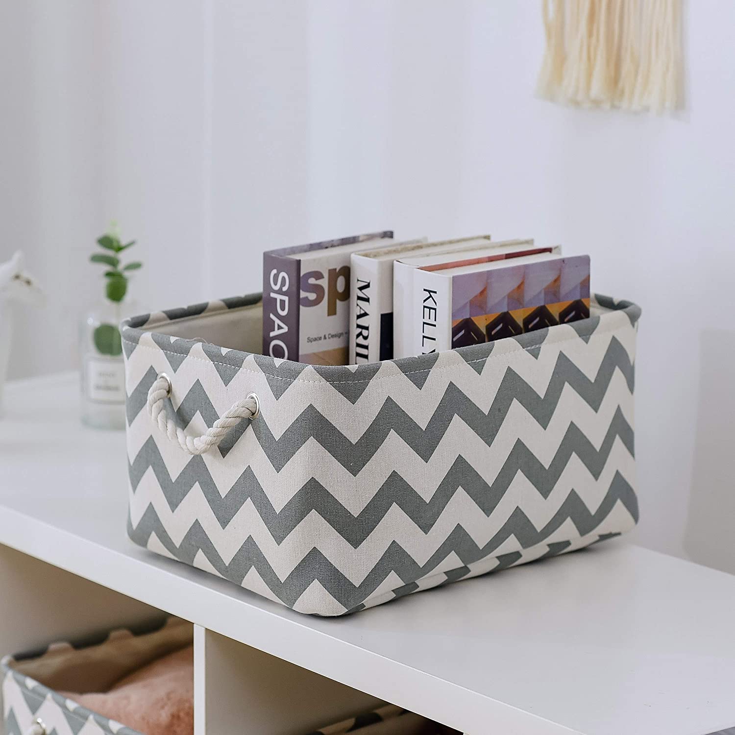 Storage Bins Fabric, Large Storage Bins with Lids, Collapsible Storage Box  Closet Shelf, Decorative Storage Baskets for Organizing Bedroom Dorm