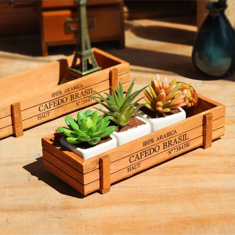 Vintage Rectangular Wooden Succulent Planter Box – All ...