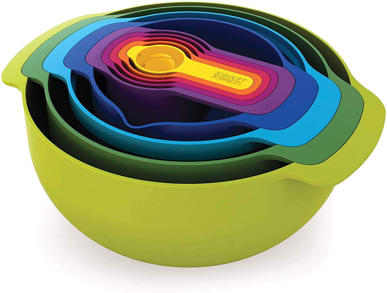  Joseph Joseph Duo 6-Piece Compact Food Preparation Set with  Mixing Bowls, Measuring Cups and Colander, Multicolour: Home & Kitchen