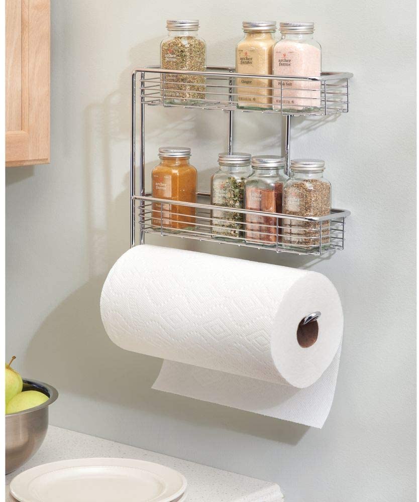 Wall Mounted Paper Towel Roll Holder with Storage Shelves – All