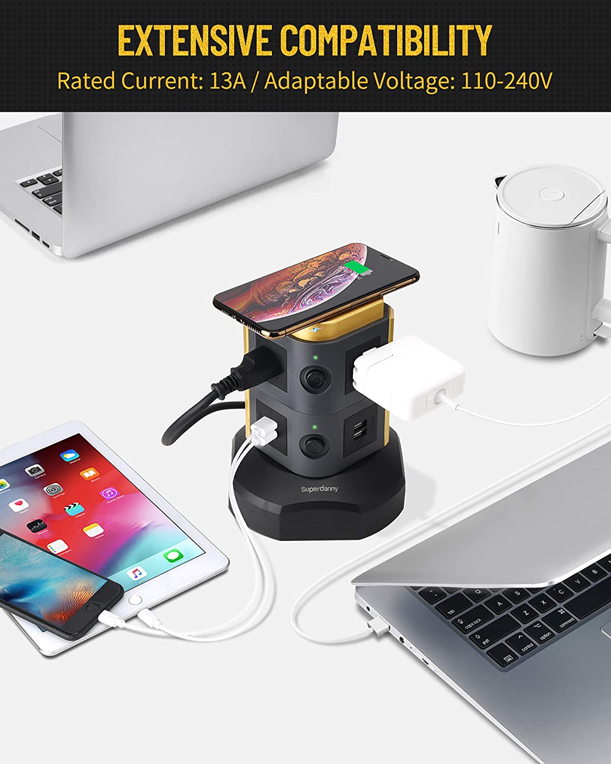 Desktop Mobile Charging Station Power Strip Tower – All About Tidy